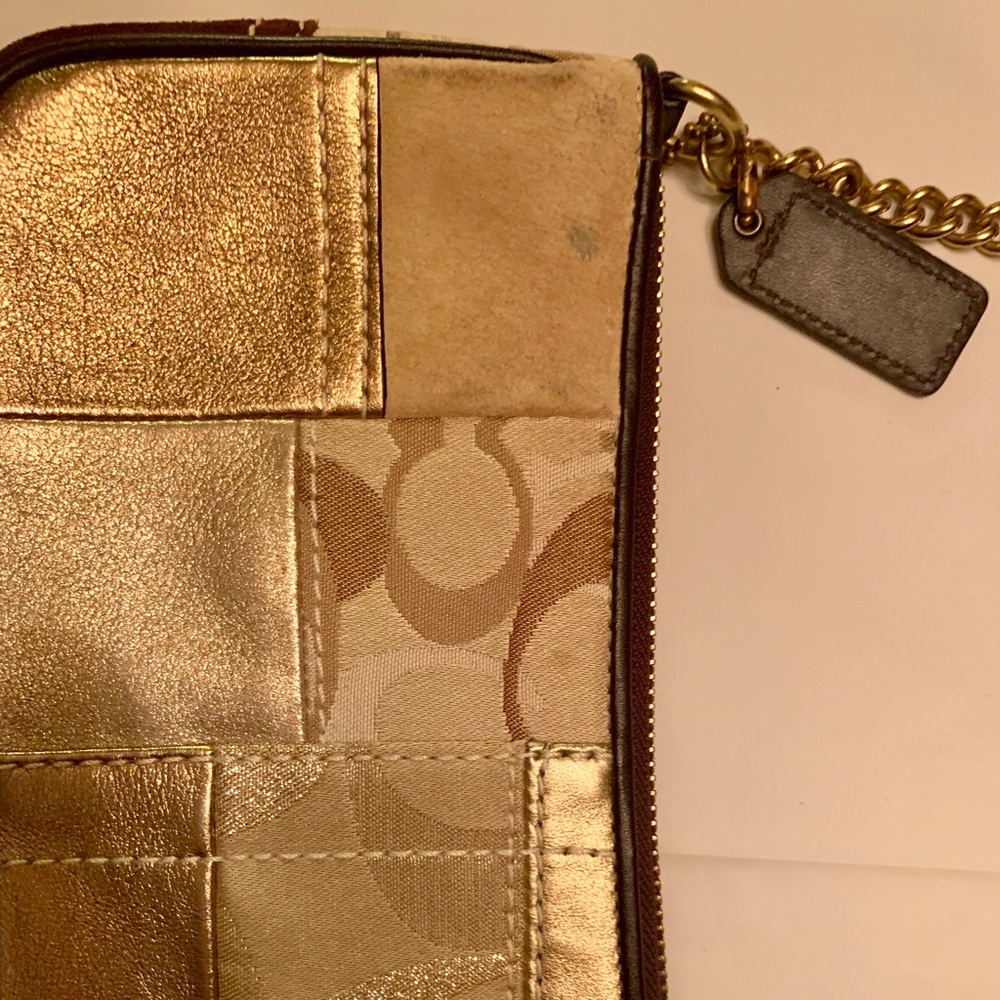 Small gold and brown Coach purse - Picture 2 of 4